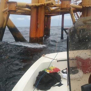 Tied off to rig