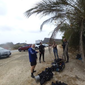 Waiting for our ride at Tugboat Beach