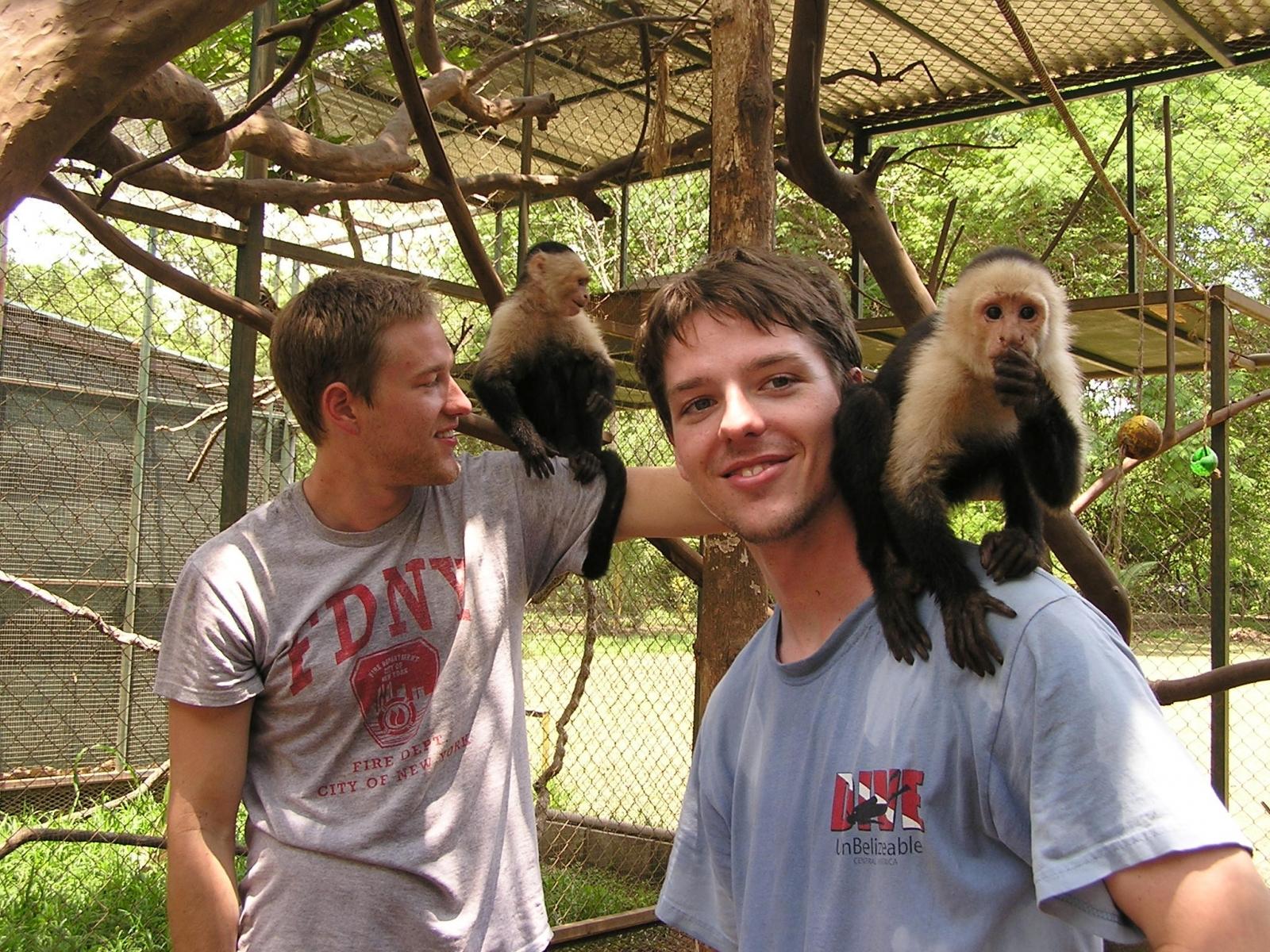 Aron and Justin w/ monkeys