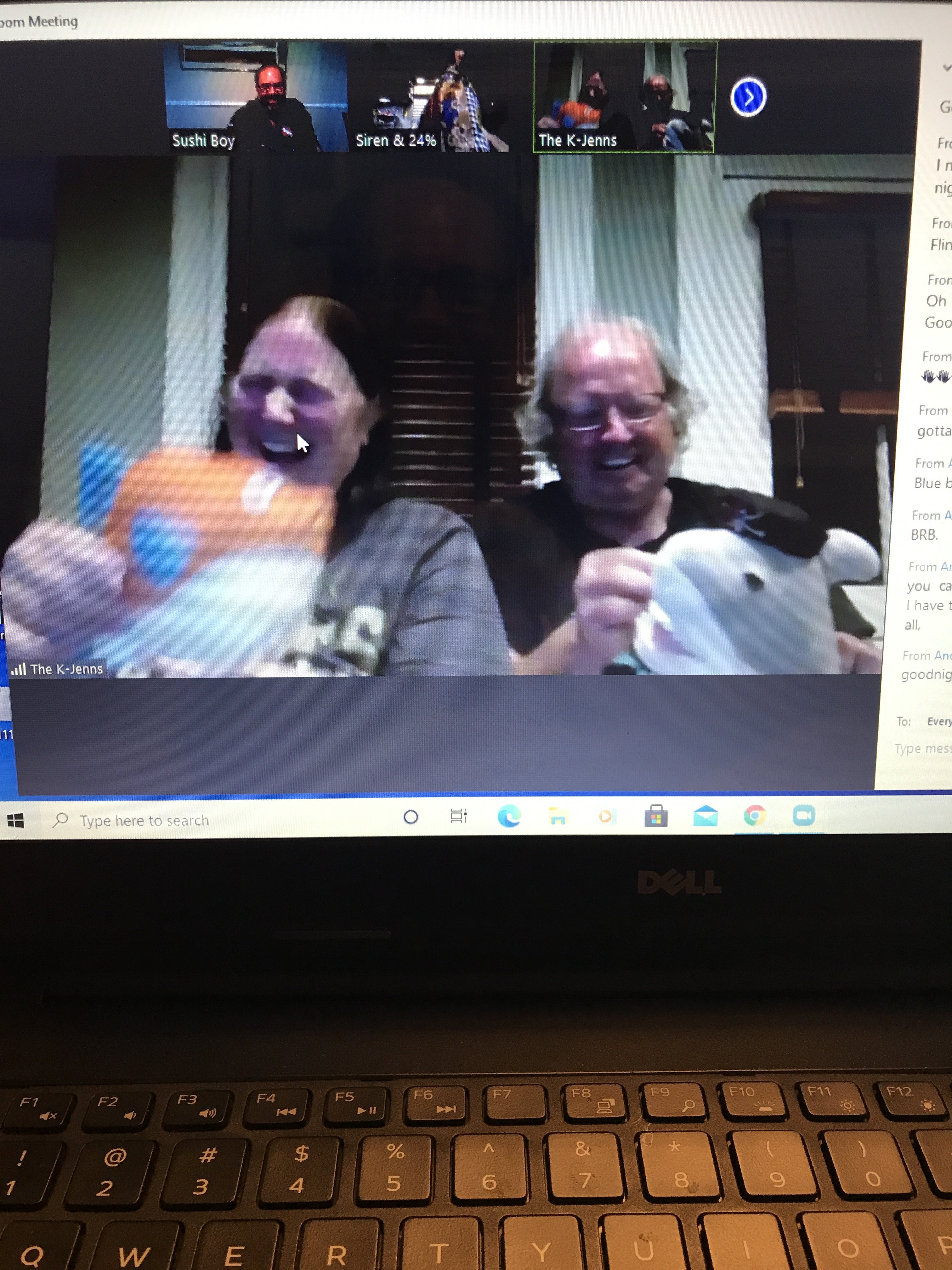 Aug '20 meeting - the K-Jenns say "fish are friends."