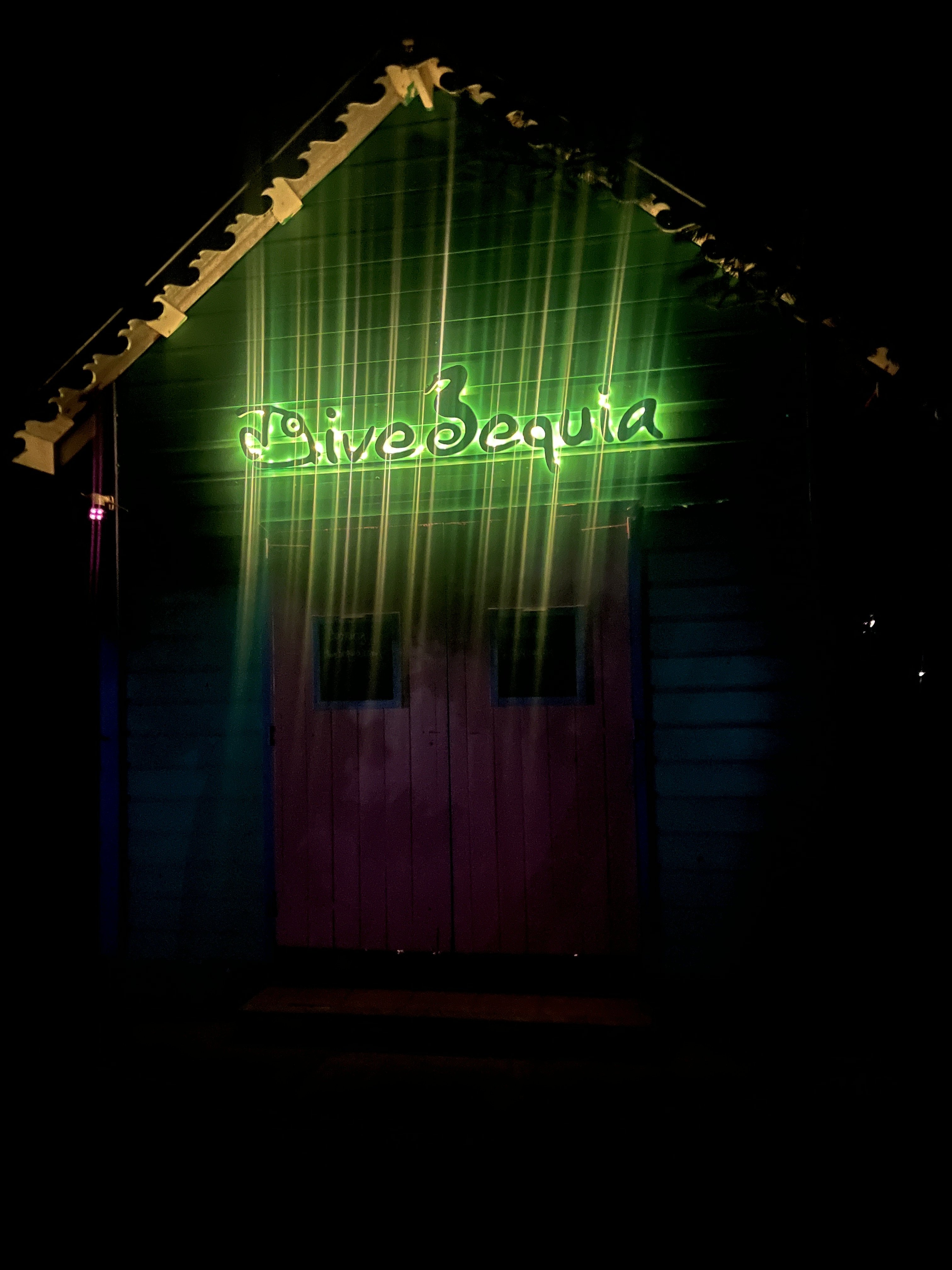 Dive shop at night