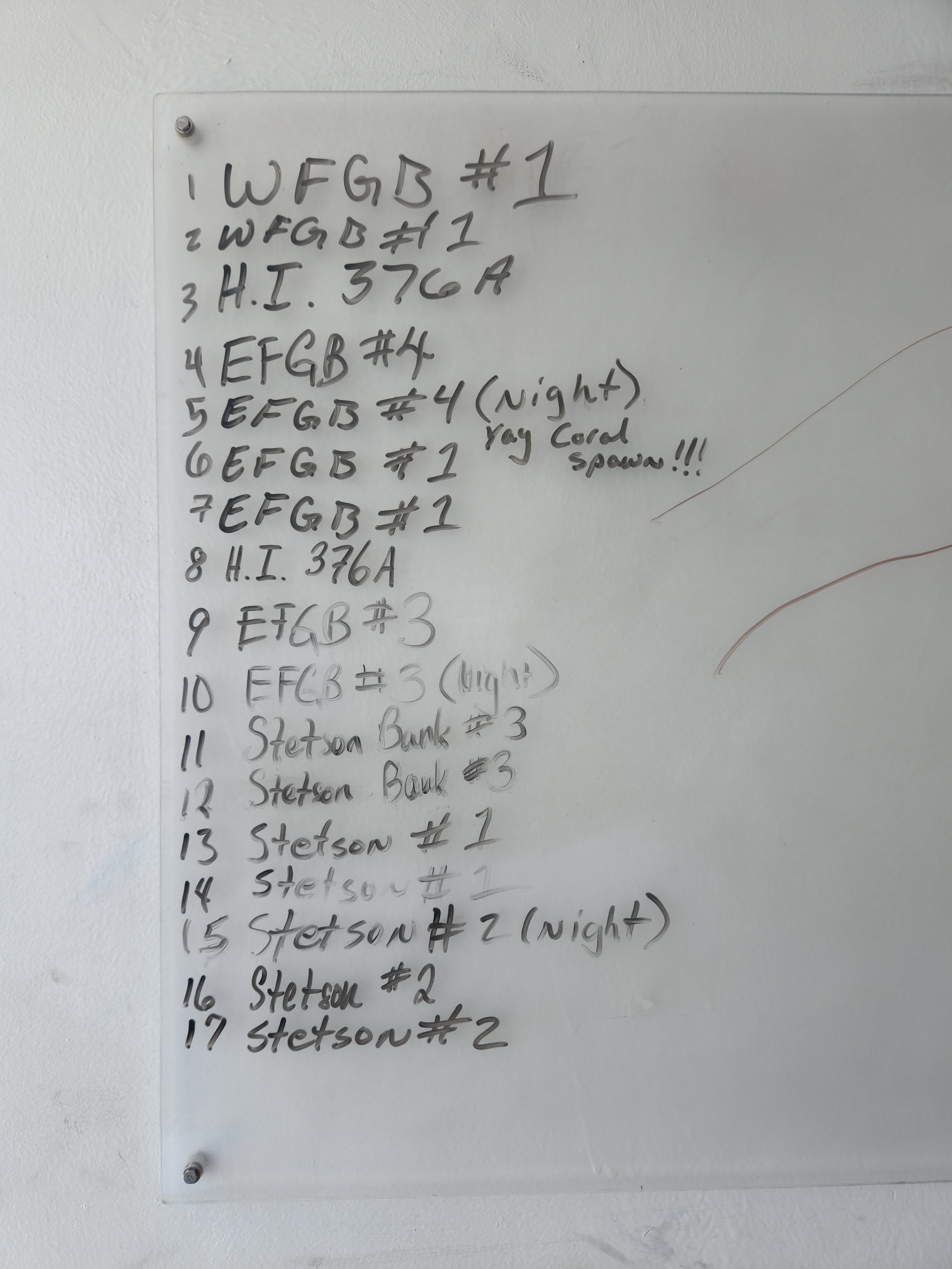 Final dive list