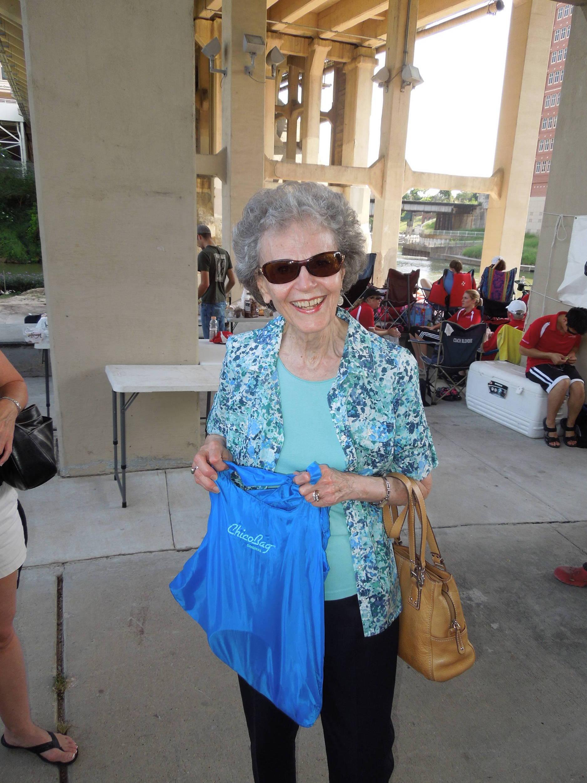 My mom, our first ChicoBag customer