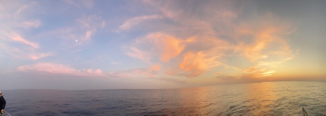 Panoramic sunset view from the MV Fling