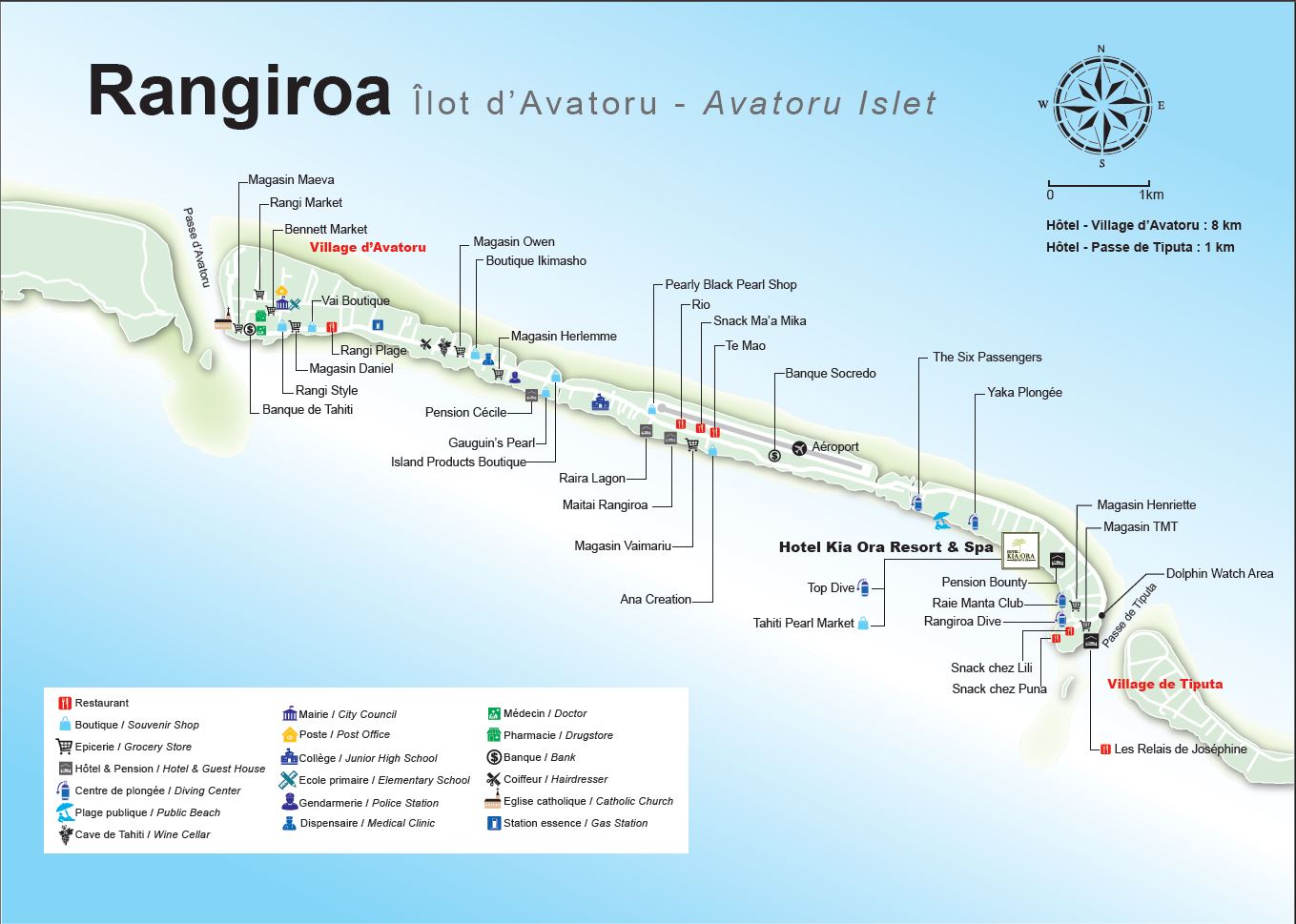Rangiroa - Avatoru Islet Map